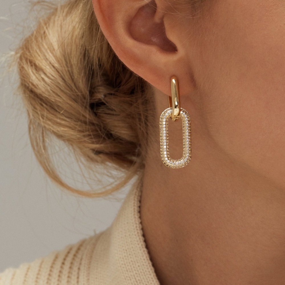 Rectangle Hoop earrings - Picture 2 of 7